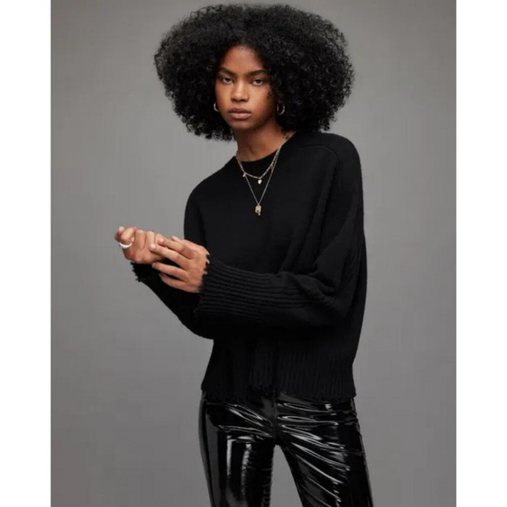 Allsaints Kiera Cashmere Crew Jumper Sweater Black Size Xs